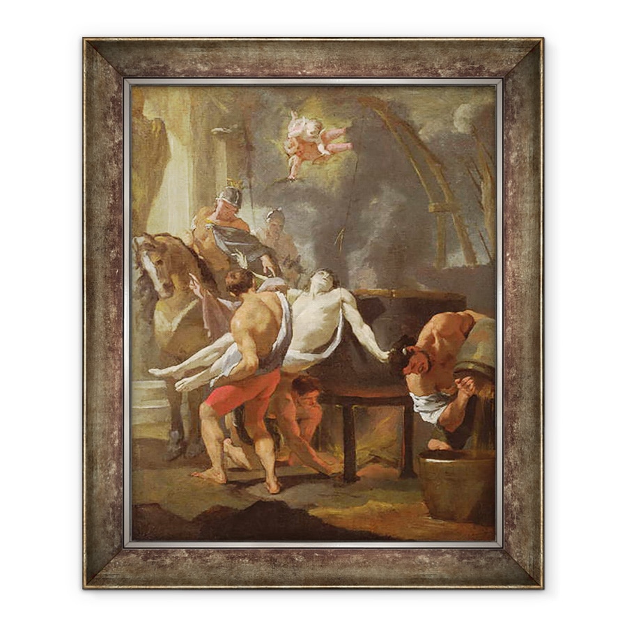 Tablou inramat - Charles Le Brun - O schita a Martiriului Sfantului Ioan Evanghelistul, 1641, 50 x 60 cm