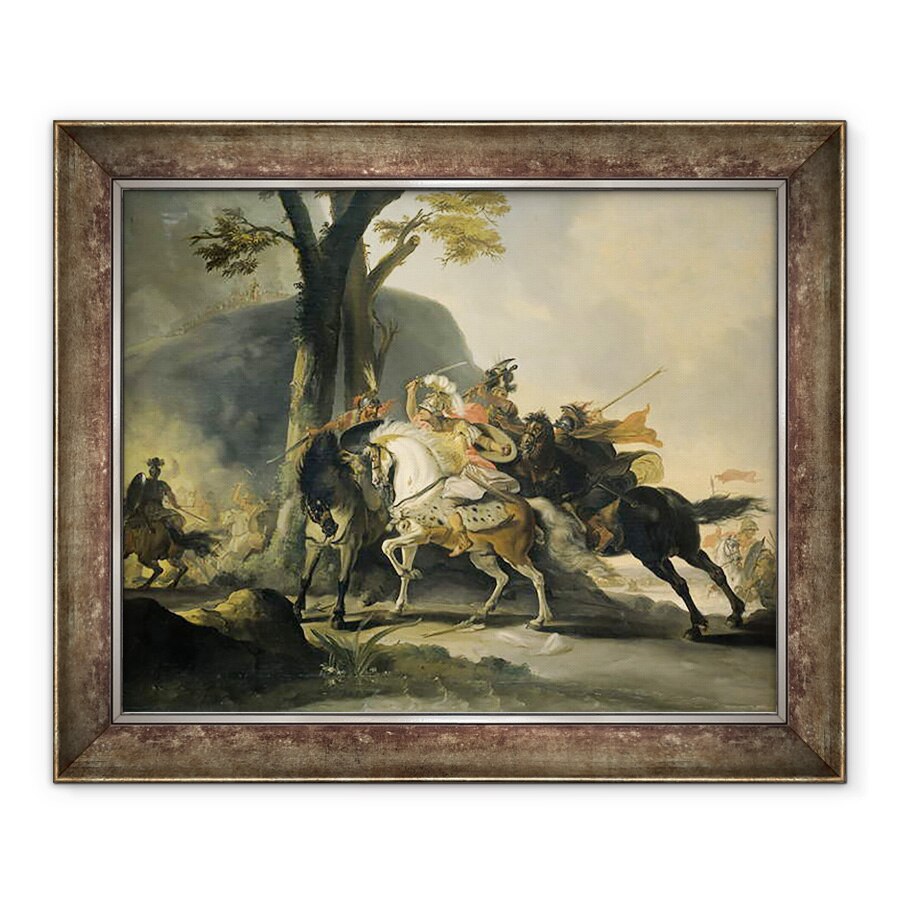Tablou inramat - Cornelis Troost - Alexandru cel Mare in batalia de la raul Granicus din 334 i.Hr. impotriva persanilor, 50 x 60 cm
