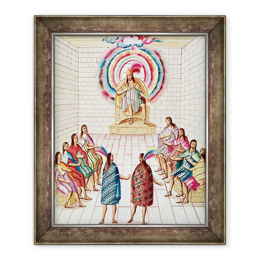 Tablou inramat - Diego Garcia Panes y Avellan - Tome 3 fol.7, Montezuma II si Consiliul sau, din Teatro de la Nueva Espana, 50 x 60 cm