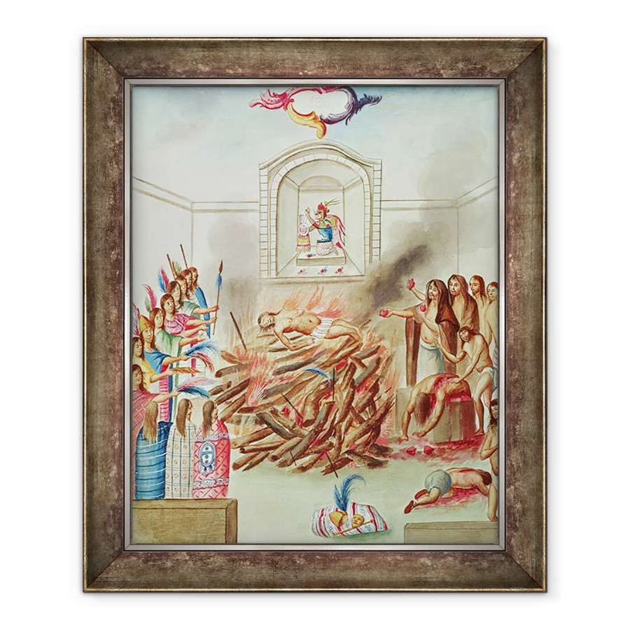 Tablou inramat - Diego Garcia Panes y Avellan - Tome 3 fol.132, Un sacrificiu uman, de la Teatro de la Nueva Espana, 50 x 60 cm