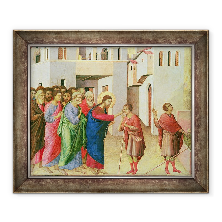 Tablou inramat - Duccio di Buoninsegna - Isus deschide ochii unui om nascut orb, 50 x 60 cm