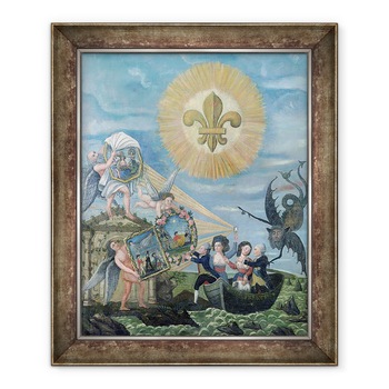 Tablou inramat - Dubois - Speranta fericirii dedicata natiunii cu Ludovic al XVI-lea 1754-93 condus de bunatate si Jacques Necker 1732-1804 condus de adevar, 50 x 60 cm Tablou inramat - Dubois - Speranta fericirii dedicata natiunii cu Ludovic al XVI-lea 1754-93 condus de bunatate si Jacques Necker 1732-1804 condus de adevar, 50 x 60 cm