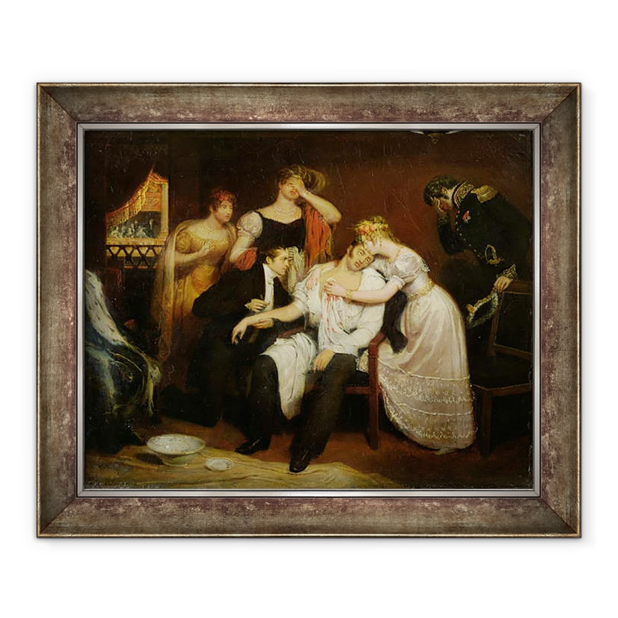 Tablou inramat - Edouard Cibot - Charles-Ferdinand de France 1778-1820 in cutia sa la opera de pe Rue de Richelieu, dupa ce a fost injunghiat de Louis Louvel, 50 x 60 cm