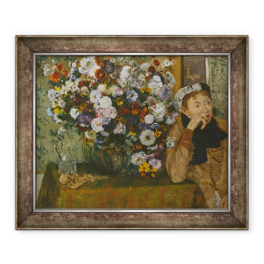 Tablou inramat - Edgar Degas - O femeie asezata langa o vaza de flori, 70 x 85 cm