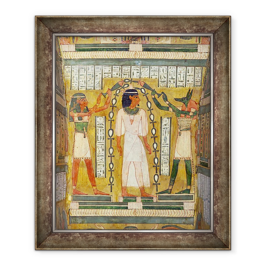 Tablou inramat - Egyptian 18th Dynasty - Libatia mortilor, detaliu din interiorul sarcofagului lui Amenemipet, un preot al cultului lui Amenophis Amenhotep I, 50 x 60 cm