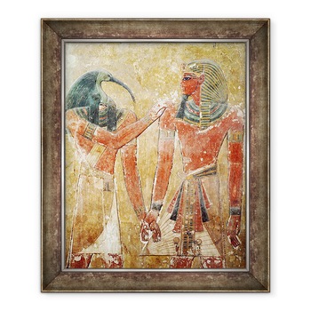 Tablou inramat - Egyptian 19th Dynasty - Dumnezeu Thoth cu Seti I 1394-1279 i.Hr. in mormantul lui Seti I, 50 x 60 cm Tablou inramat - Egyptian 19th Dynasty - Dumnezeu Thoth cu Seti I 1394-1279 i.Hr. in mormantul lui Seti I, 50 x 60 cm