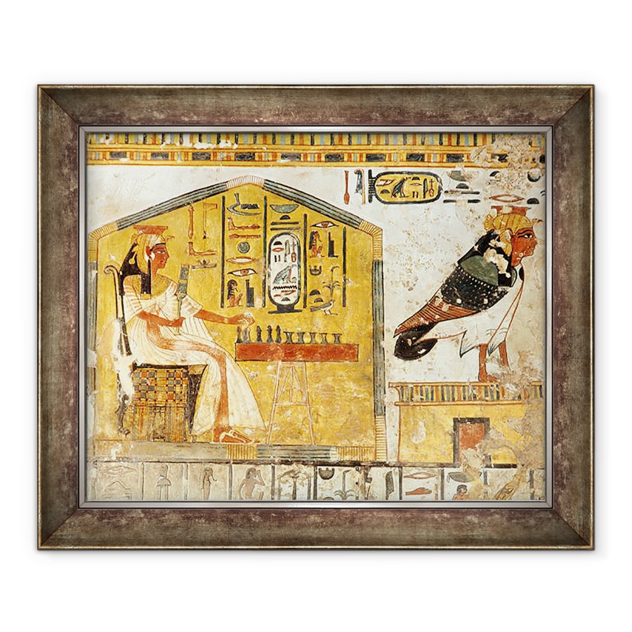 Tablou inramat - Egyptian 19th Dynasty - Nefertari joc senet, detaliu de un tablou de perete din Mormantul Reginei Nefertari, 70 x 85 cm