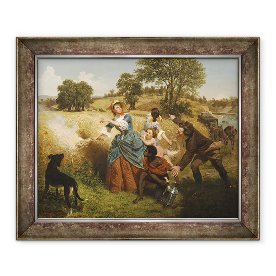 Tablou inramat - Emanuel Gottlieb Leutze - Doamna Schuyler arzand campurile de grau pe abordarea britanicilor, 50 x 60 cm