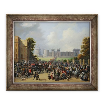 Tablou inramat - Edouard Pingret - Sosirea lui Louis-Philippe 1773-1850 la Castelul Windsor, 8 octombrie 1844, 50 x 60 cm Tablou inramat - Edouard Pingret - Sosirea lui Louis-Philippe 1773-1850 la Castelul Windsor, 8 octombrie 1844, 50 x 60 cm