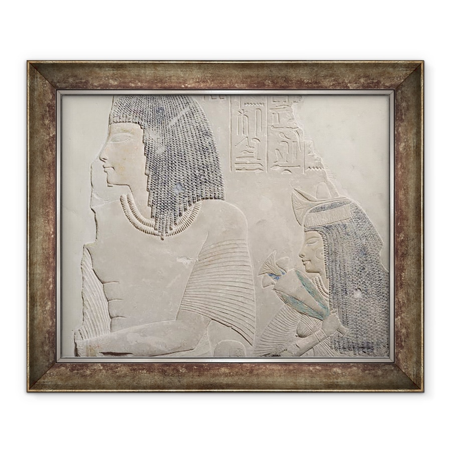 Tablou inramat - Egyptian 18th Dynasty - Relief ilustrand Imenmes si Dejat, parintii generalului Imeneminet, dintr-un mormant din Memphis, New Kingdom, 50 x 60 cm