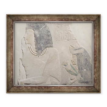 Tablou inramat - Egyptian 18th Dynasty - Relief ilustrand Imenmes si Dejat, parintii generalului Imeneminet, dintr-un mormant din Memphis, New Kingdom, 70 x 85 cm Tablou inramat - Egyptian 18th Dynasty - Relief ilustrand Imenmes si Dejat, parintii generalului Imeneminet, dintr-un mormant din Memphis, New Kingdom, 70 x 85 cm