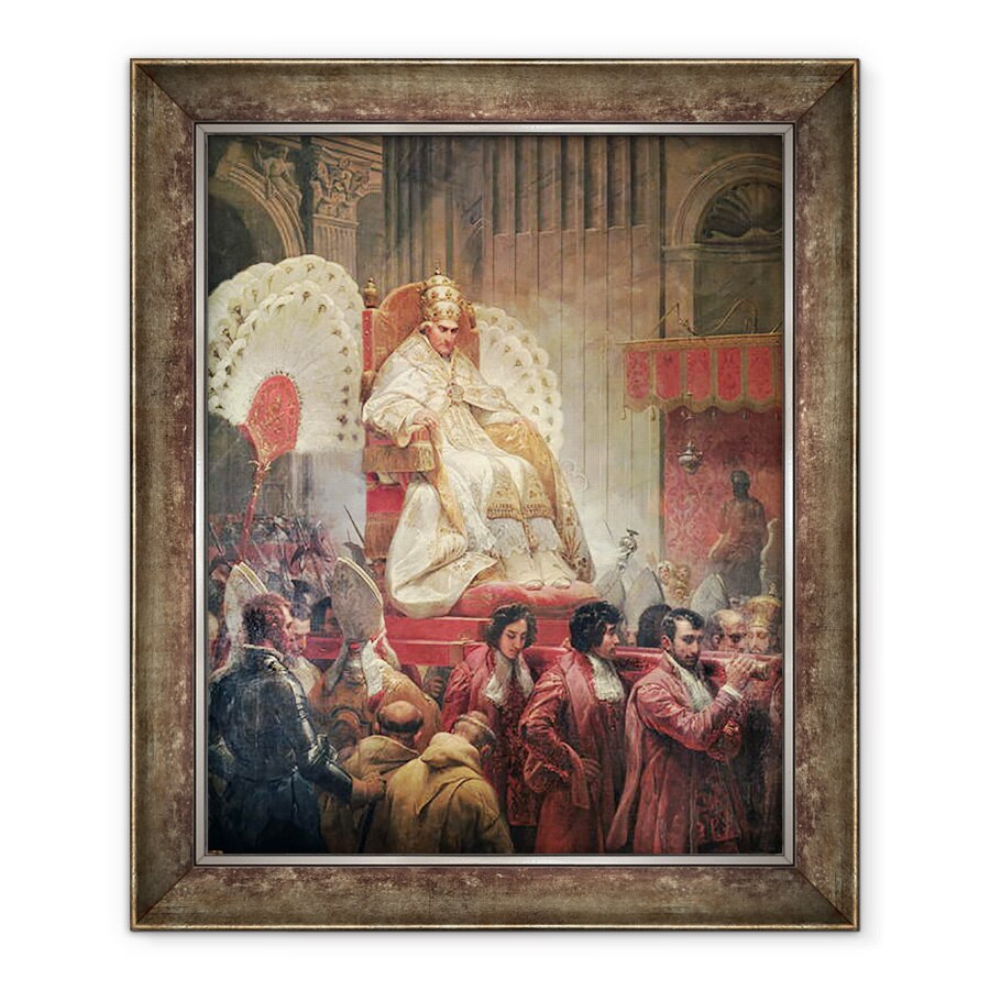 Tablou inramat - Emile Jean Horace Vernet - Papa Pius al VIII-lea 1761-1830 in Sfantul Petru pe Sedia Gestatoria, 50 x 60 cm