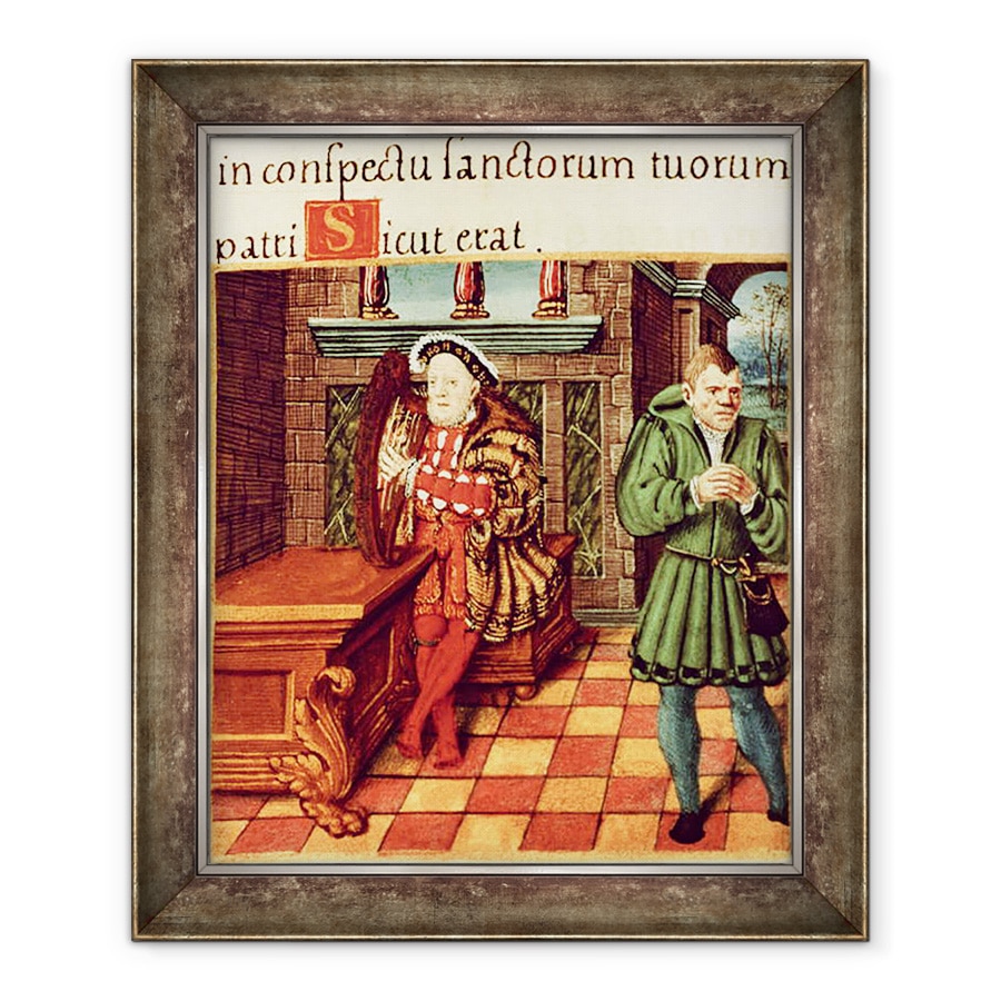 Tablou inramat - Scoala Engleza - Henry al VIII-lea cantand la harpa cu prostul lui Wil Somers, 50 x 60 cm