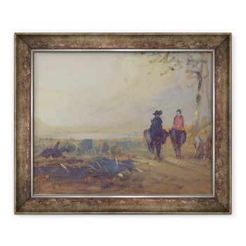 Tablou inramat - Scoala Engleza - Peisaj cu Lacul si doua figuri Riding, atribuite anterior J.M.W. Turner 1775-1851 si, de asemenea, atribuit lui Peter de Wint 1784-1849, 50 x 60 cm Tablou inramat - Scoala Engleza - Peisaj cu Lacul si doua figuri Riding, atribuite anterior J.M.W. Turner 1775-1851 si, de asemenea, atribuit lui Peter de Wint 1784-1849, 50 x 60 cm