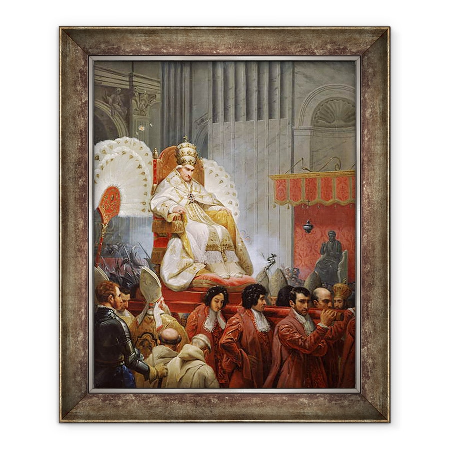 Tablou inramat - Emile Jean Horace Vernet - Papa Pius al VIII-lea 1761-1830 in Sfantul Petru pe Sedia Gestatoria ulei pe panza, 50 x 60 cm