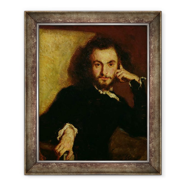 Emile Deroy - Charles Baudelaire 1821-67 1844 portréja, keretezett kép, 50 x 60 cm