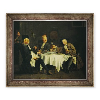 Tablou inramat - Etienne Jeaurat - Poetul Alexis Piron 1689-1773 la masa cu prietenii sai, 50 x 60 cm Tablou inramat - Etienne Jeaurat - Poetul Alexis Piron 1689-1773 la masa cu prietenii sai, 50 x 60 cm