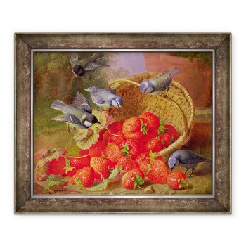 Tablou inramat - Eloise Harriet Stannard - Natura statica cu capsuni si bluetits, 50 x 60 cm Tablou inramat - Eloise Harriet Stannard - Natura statica cu capsuni si bluetits, 50 x 60 cm