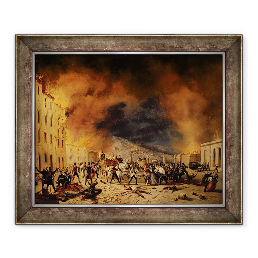Tablou inramat - Faustino Joli - Batalia de la 31 martie in apararea Porta Torrelunga in Brescia, 50 x 60 cm