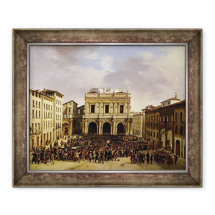 Tablou inramat - Faustino Joli - Oamenii din Brescia s-au adunat in Piazza della Loggia 23 martie 1849, 50 x 60 cm