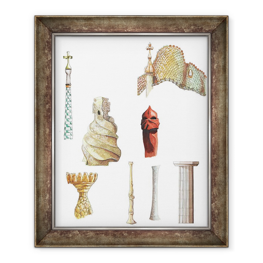 Tablou inramat - Fernando Aznar Cenamor - Antonio Gaudi. Barcelona. Spania. Detalii arhitecturale, 50 x 60 cm