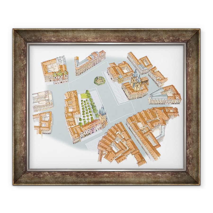 Tablou inramat - Fernando Aznar Cenamor - Piata Orasului Vechi. Praga, 50 x 60 cm