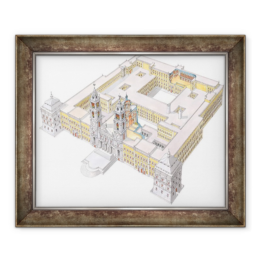 Tablou inramat - Fernando Aznar Cenamor - Palatul National Mafra. Lisboa, 50 x 60 cm