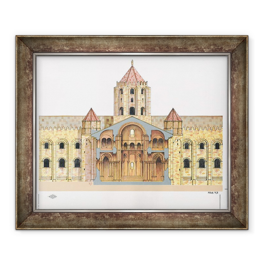 Tablou inramat - Fernando Aznar Cenamor - Catedrala romanica Santiago de Compostela. Spania, 50 x 60 cm