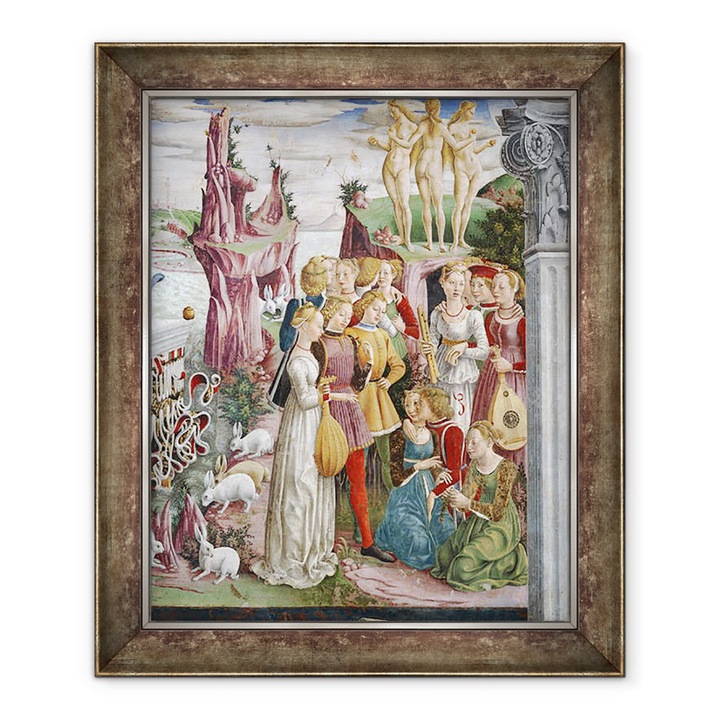 Tablou inramat - Francesco del Cossa - Triumful lui Venus - Aprilie din Camera Lunilor, detaliu al unui grup de muzicieni, 50 x 60 cm