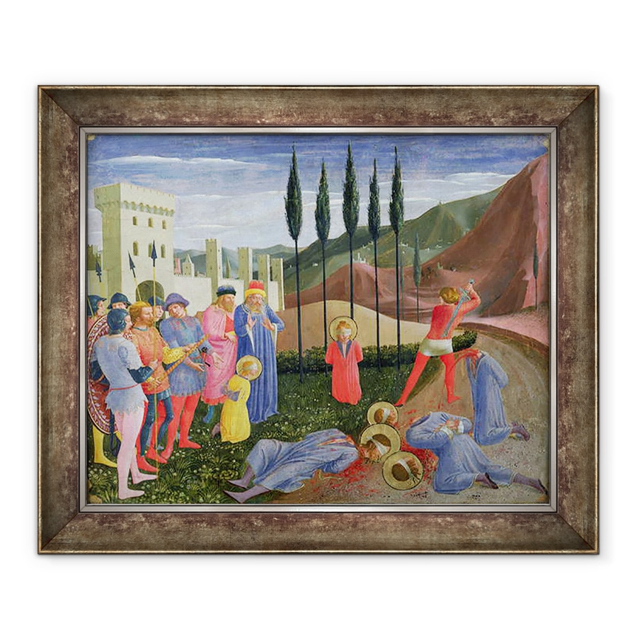 Tablou inramat - Fra Angelico - Martiriul Sfantului Cosma si Sfantul Damian, din predella altarul San Marco, 50 x 60 cm