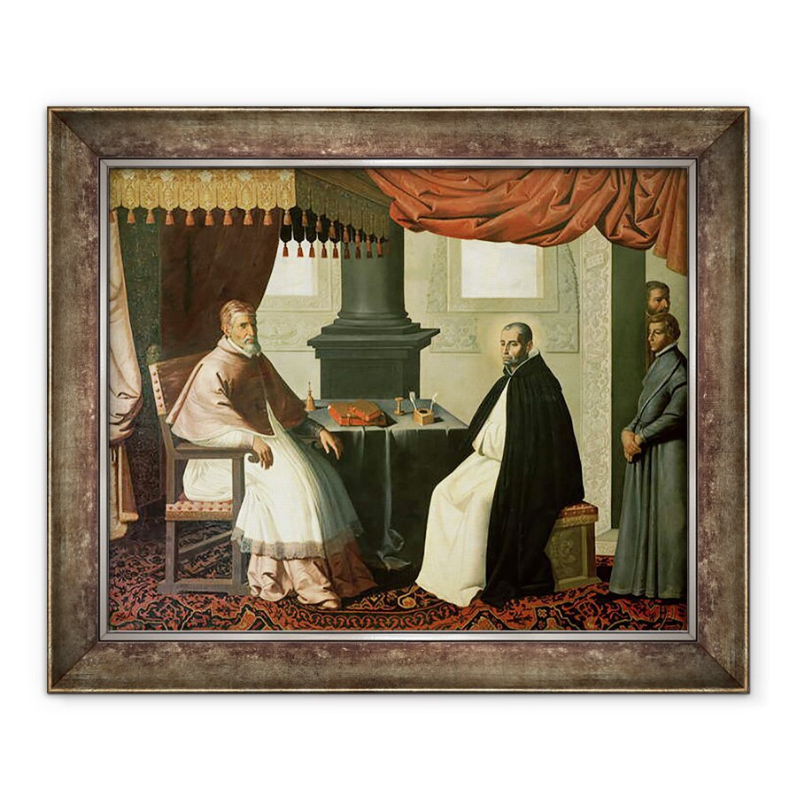 Tablou inramat - Francisco de Zurbaran - Sfantul Bruno 1030-1101 si Papa Urban al II-lea c.1035-99 1630-35, 70 x 85 cm