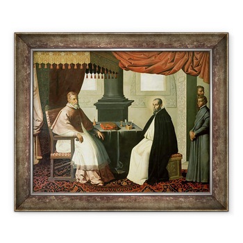 Tablou inramat - Francisco de Zurbaran - Sfantul Bruno 1030-1101 si Papa Urban al II-lea c.1035-99 1630-35, 70 x 85 cm Tablou inramat - Francisco de Zurbaran - Sfantul Bruno 1030-1101 si Papa Urban al II-lea c.1035-99 1630-35, 70 x 85 cm
