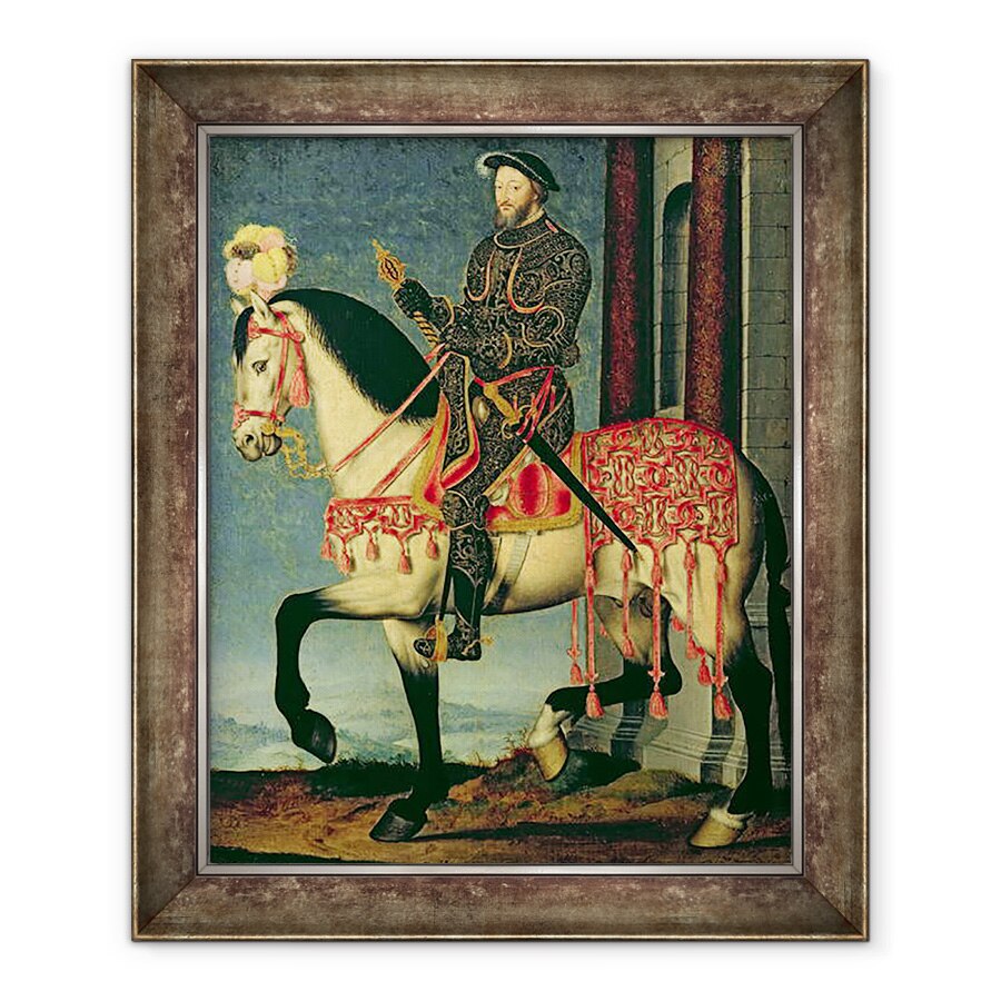 Tablou inramat - Francois Clouet - Portret ecvestru al Francisc I al Frantei, 70 x 85 cm