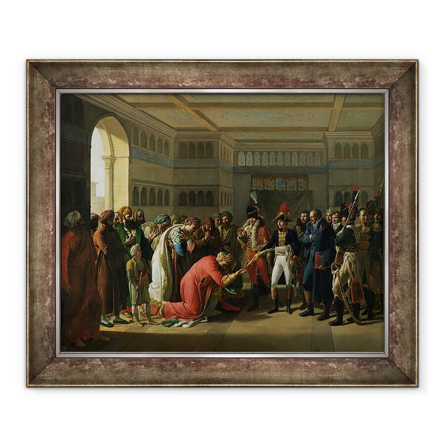 Tablou inramat - Francois Henri Mulard - Generalul Bonaparte dand o sabie sefului militar al Alexandriei, iulie 1798, 70 x 85 cm