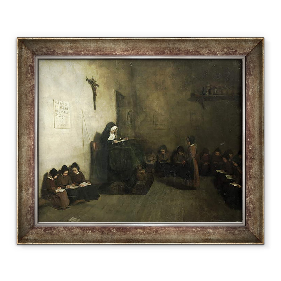 Tablou inramat - Francois Bonvin - Interiorul unei scoli pentru fete orfane, 70 x 85 cm