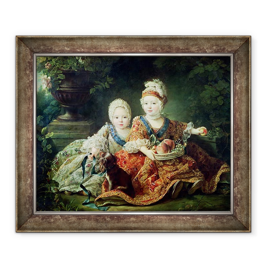 Tablou inramat - Francois-Hubert Drouais - Louis de France 1754-93 duce de Berry si Louis de France 1755-1824 conte de Provence, viitorii regi Ludovic al XVI-lea si Ludovic al XVIII-lea, 70 x 85 cm