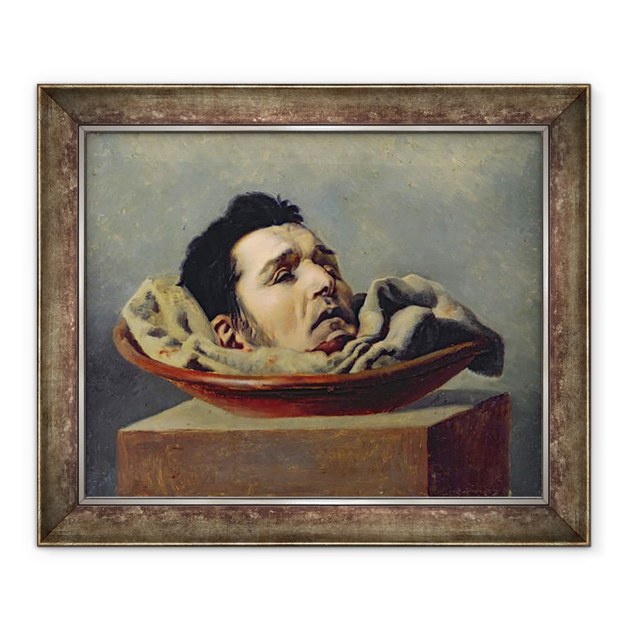 Tablou inramat - Francois Gabriel de Becdelievre - Capul ghilotinat al unui parricid executat la Puy in 1825, 70 x 85 cm