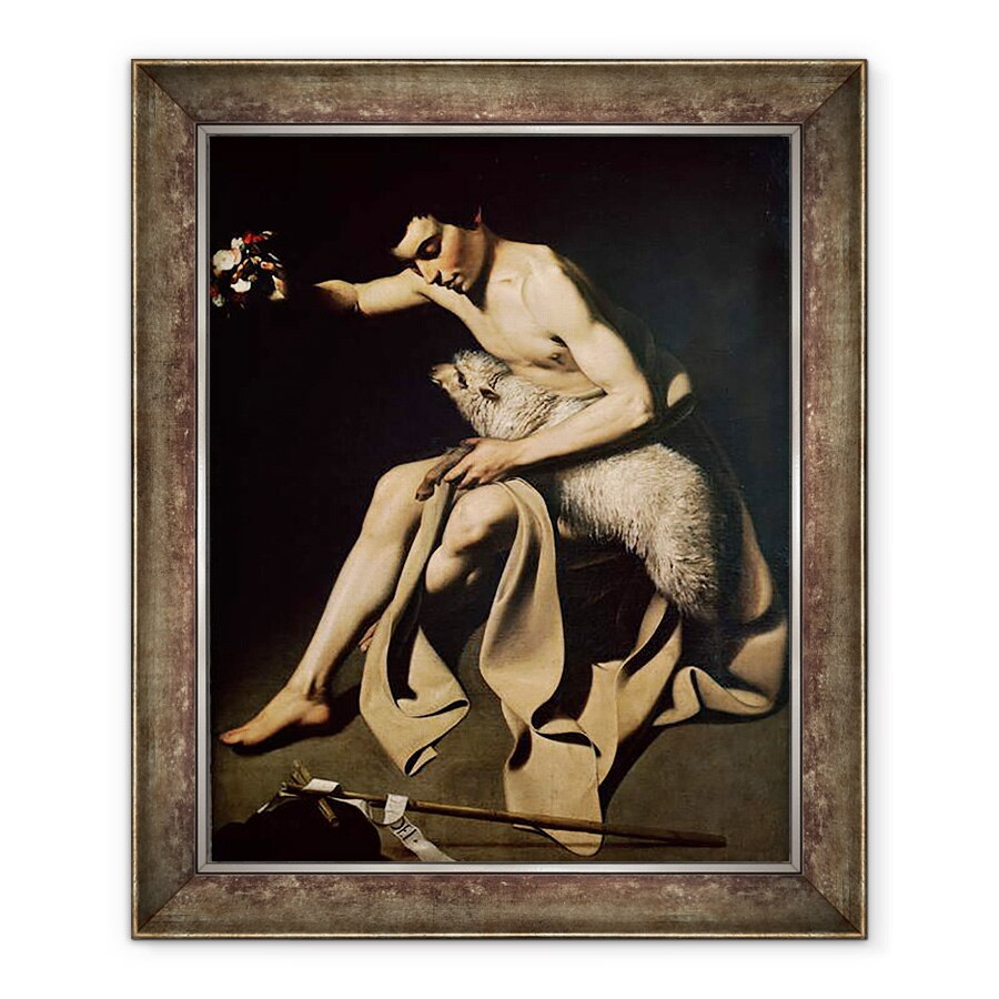 Tablou inramat - Fray Juan Batista Maino - Ioan Botezatorul se joaca cu un miel, 90 x 110 cm