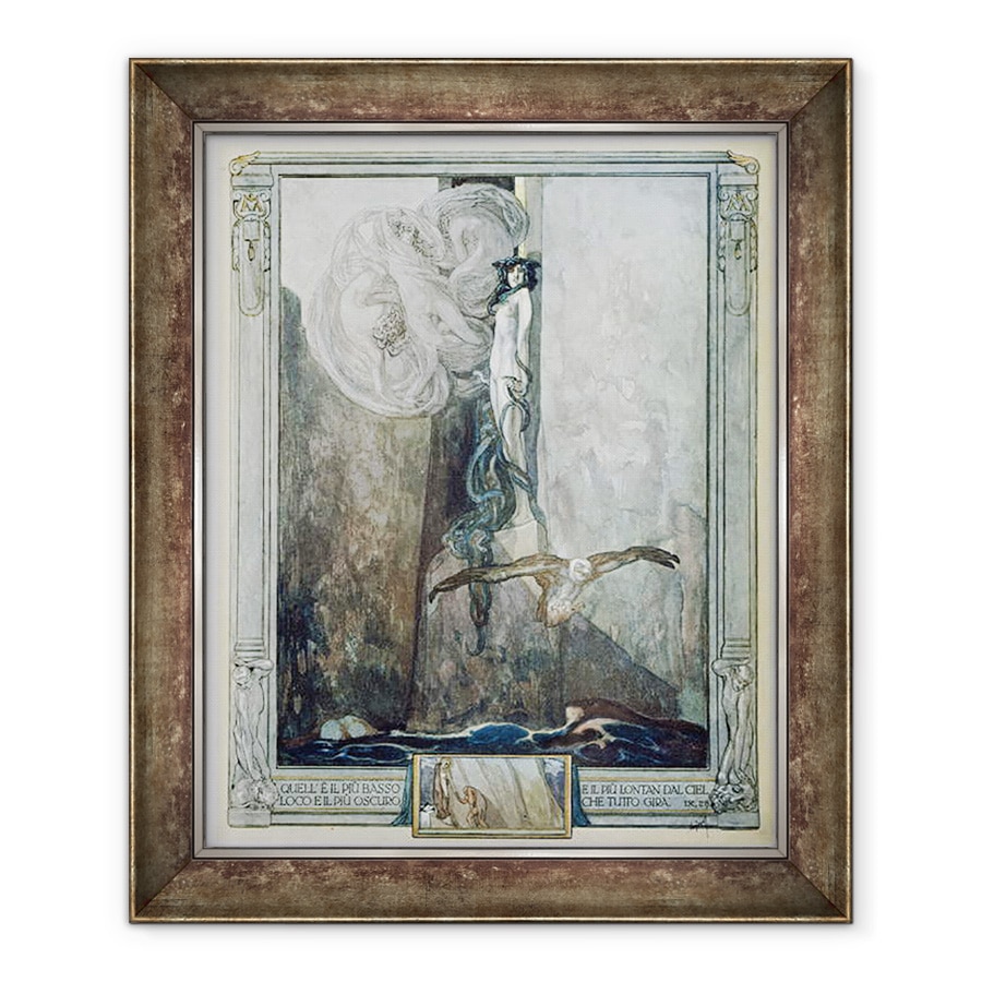 Tablou inramat - Franz von Bayros - Ilustratie din Comedia divina a lui Dante, Inferno, Canto IX. 28, 90 x 110 cm