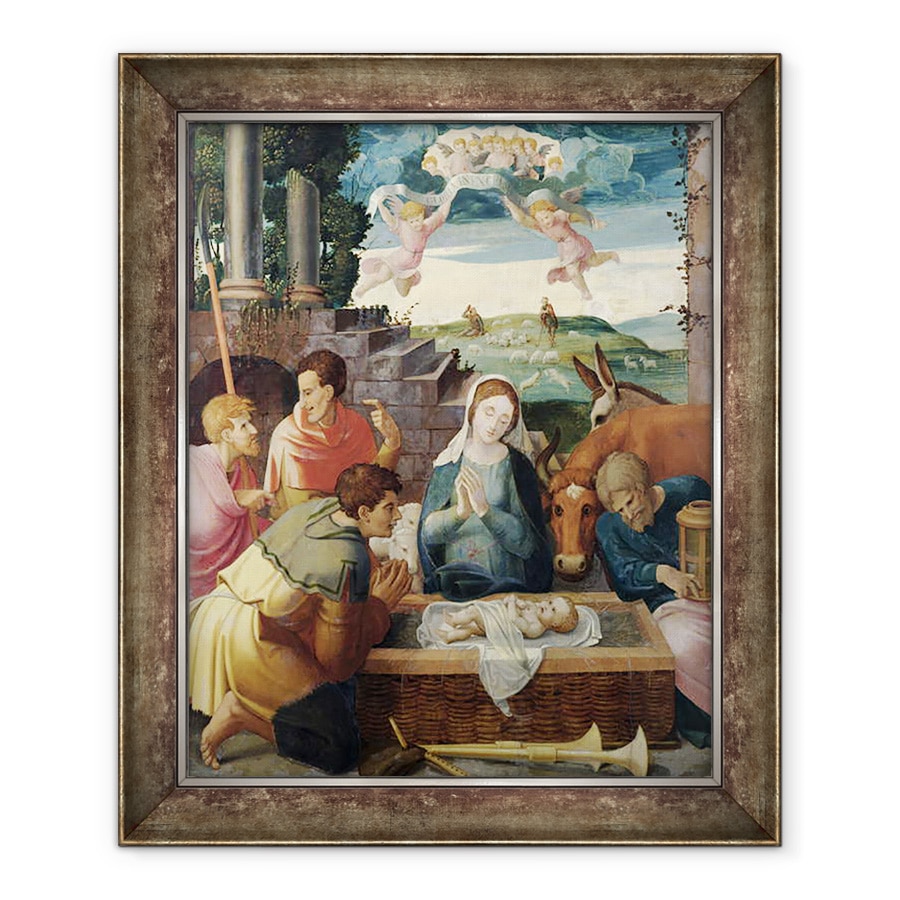 Tablou inramat - Scoala Franceza - Adorarea Pastorilor, scoala de sampanie, 90 x 110 cm