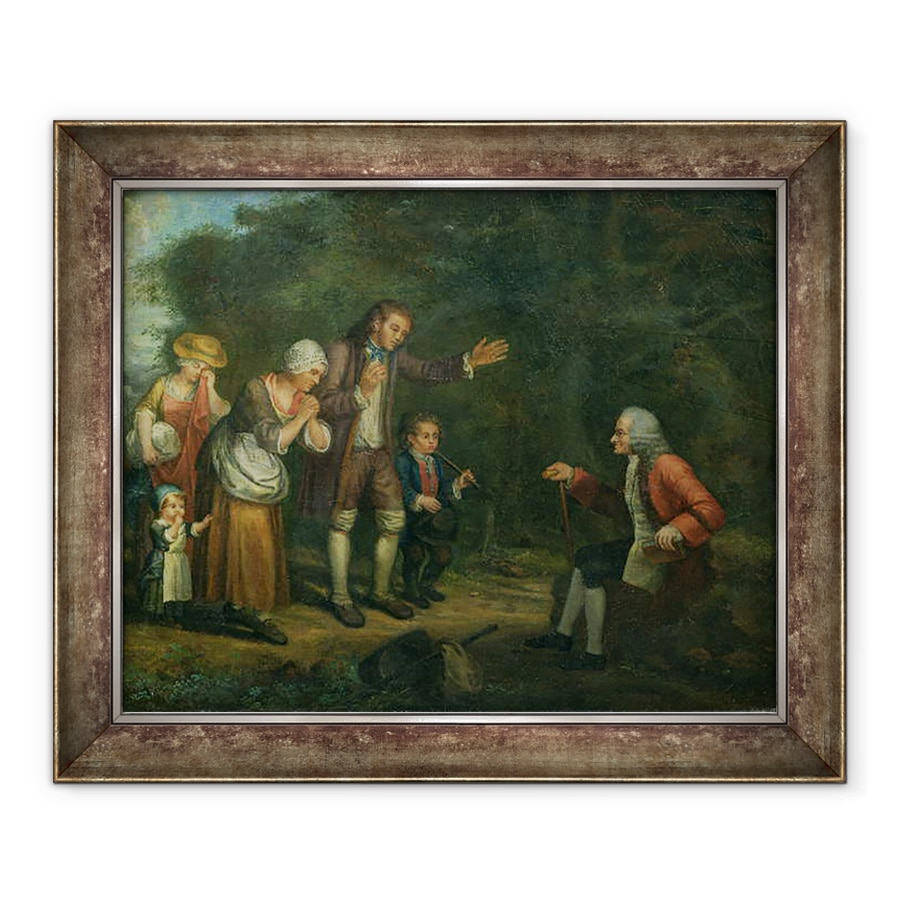 Tablou inramat - Scoala Franceza - Familia Calas inainte de Voltaire la Ferney, 90 x 110 cm