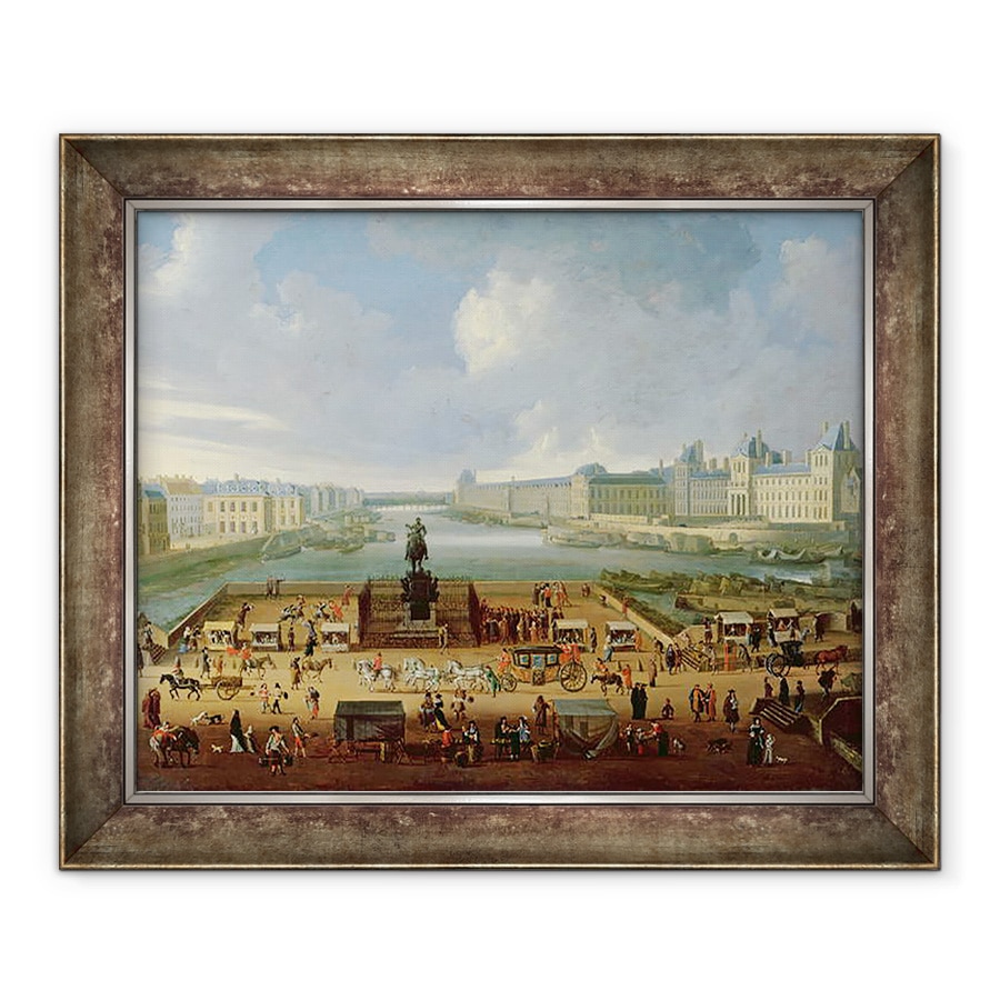 Tablou inramat - Scoala Franceza - Sena, Luvru si Colegiul celor Patru Natiuni vazute din Pont Neuf, 70 x 85 cm