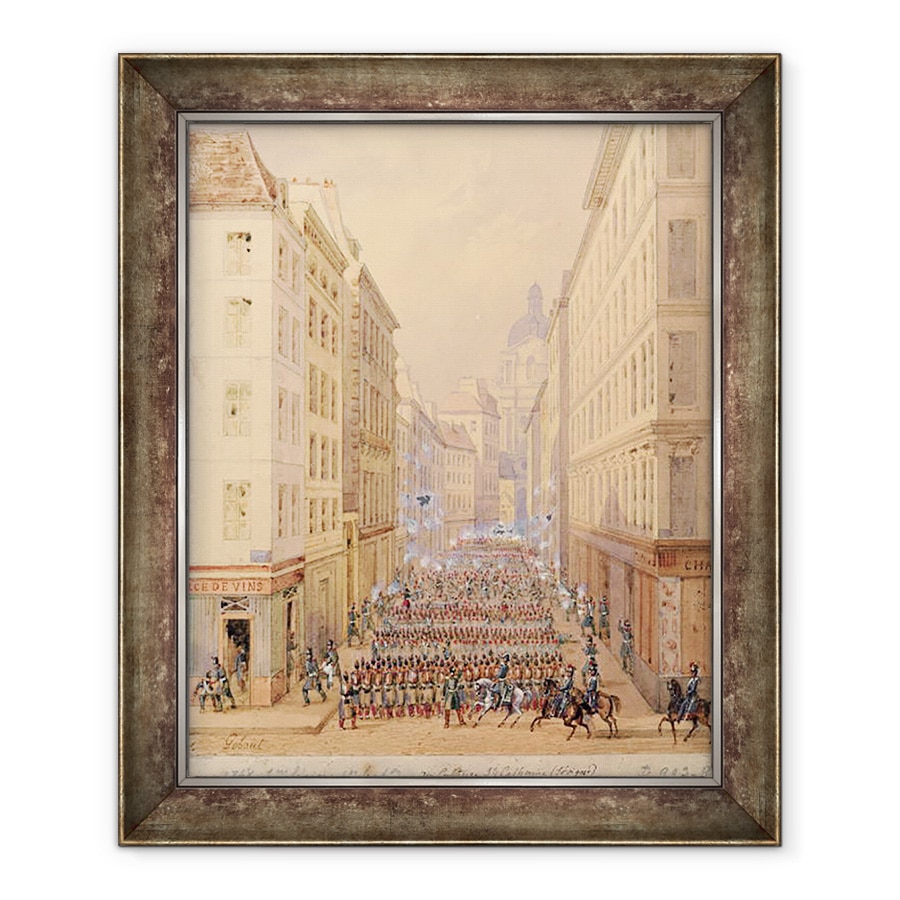 Tablou inramat - Gaspard Gobaut - Martie a primului batalion, Rue Cultura Sainte-Catherine, 90 x 110 cm