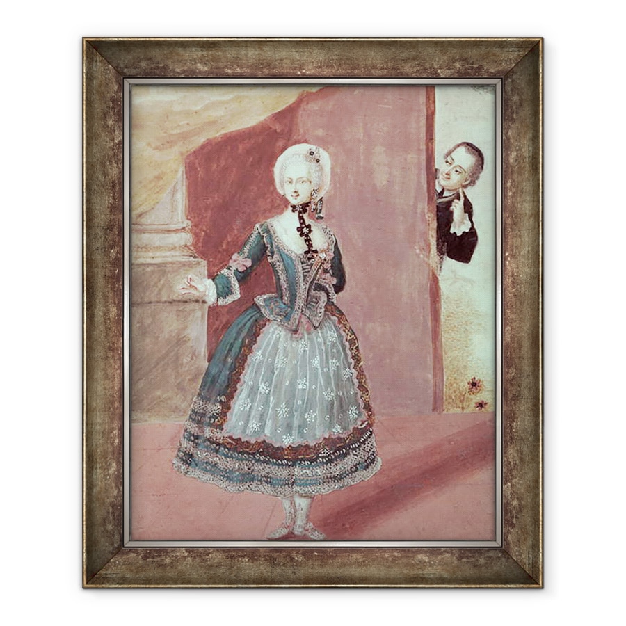 Tablou inramat - Scoala Franceza - Actrita in rolul lui Rosine in Barbierul din Sevilla de Pierre-Augustin Caron de Beaumarchais 1732-99, 90 x 110 cm