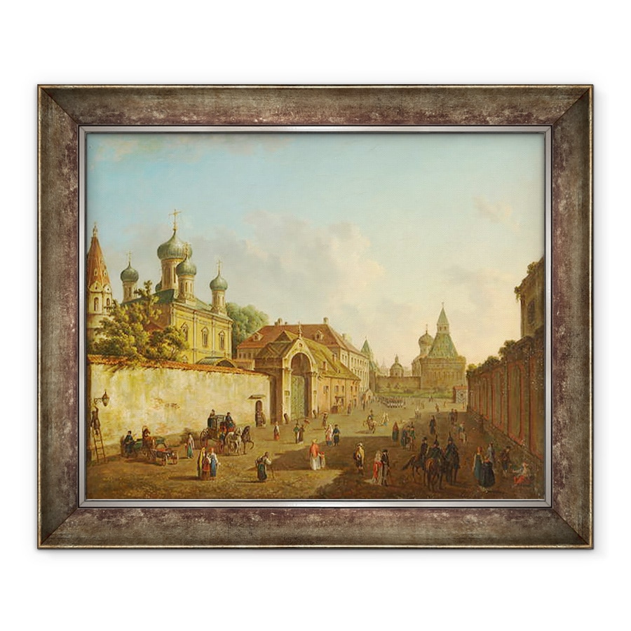 Tablou inramat - Fyodor Alexeyev - Vedere din Piata Lubyanka pana la Poarta Vladimir din Moscova, 70 x 85 cm