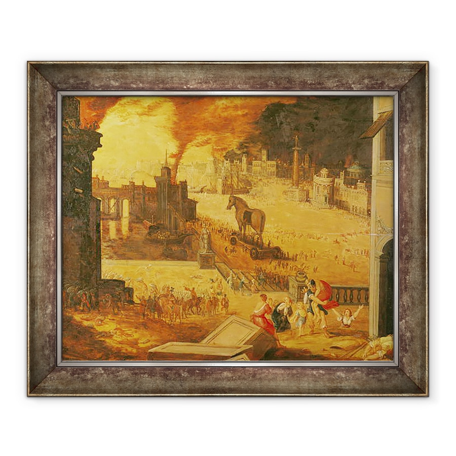 Tablou inramat - Scoala Franceza - Asediul Troiei, 90 x 110 cm