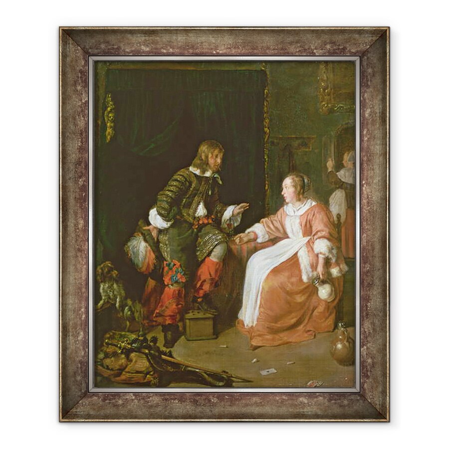 Tablou inramat - Gabriel Metsu - O servitoare si un ofiter, 90 x 110 cm