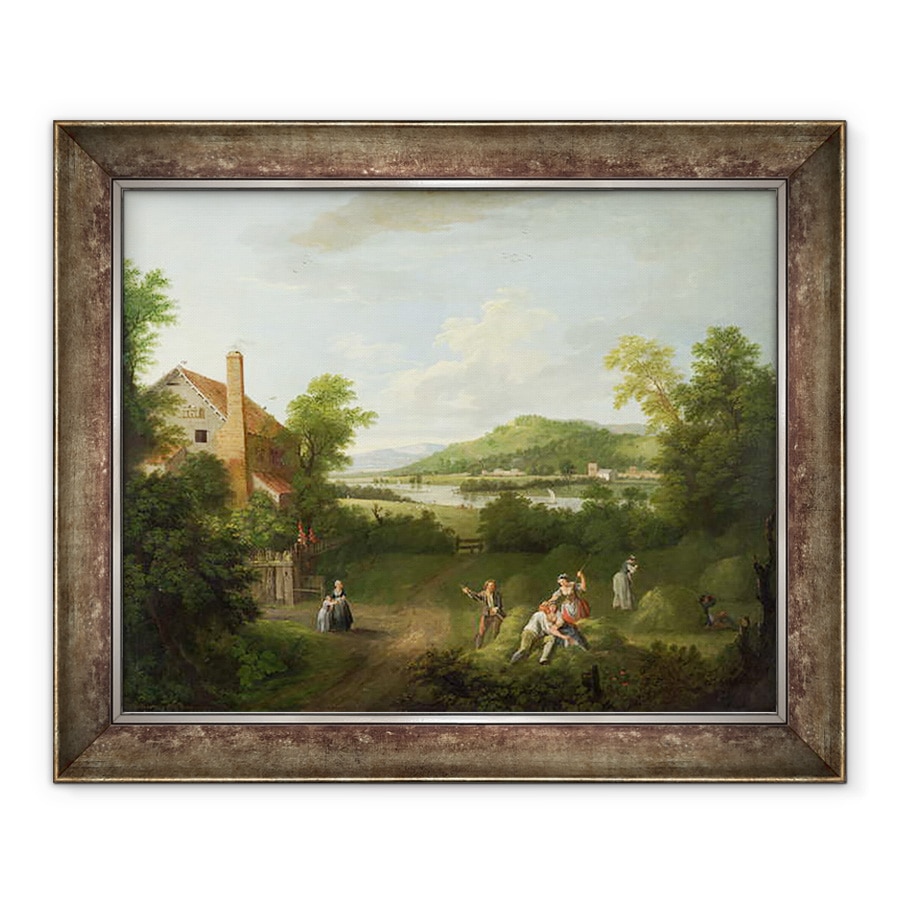 Tablou inramat - George Lambert - Peisaj cu fermieri, 90 x 110 cm