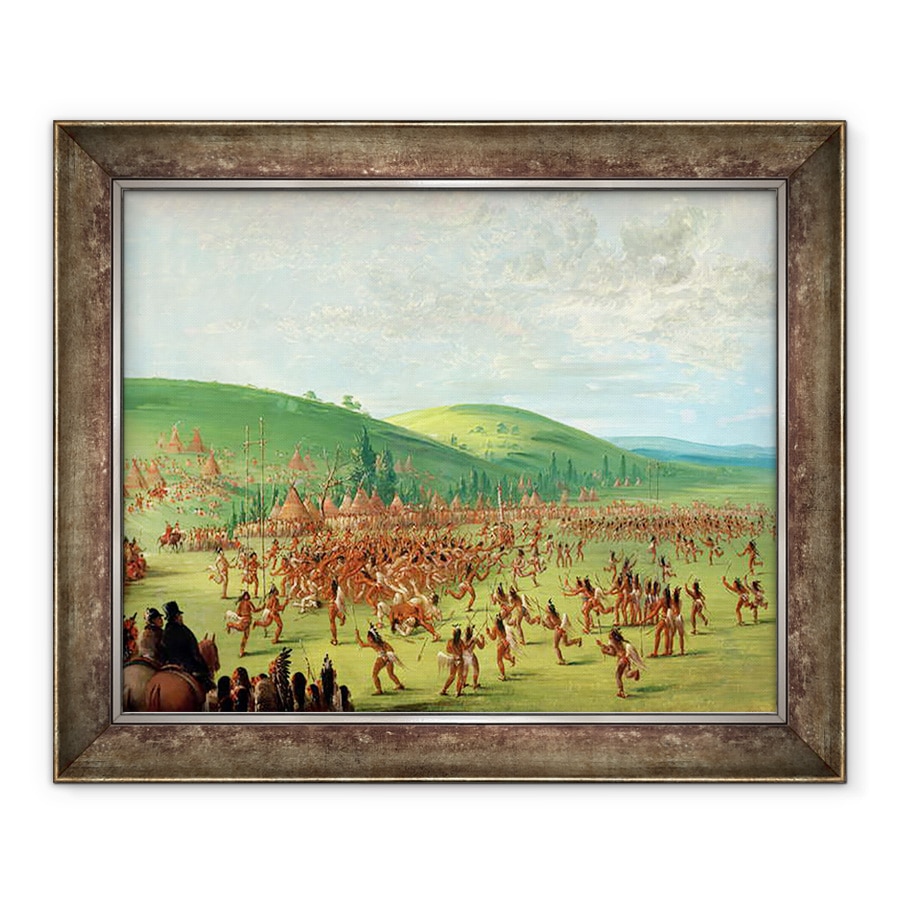 Tablou inramat - George Catlin - Indian Ball joc, 90 x 110 cm