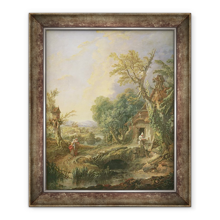 Tablou inramat - Francois Boucher - Peisaj cu un pustnic, 90 x 110 cm